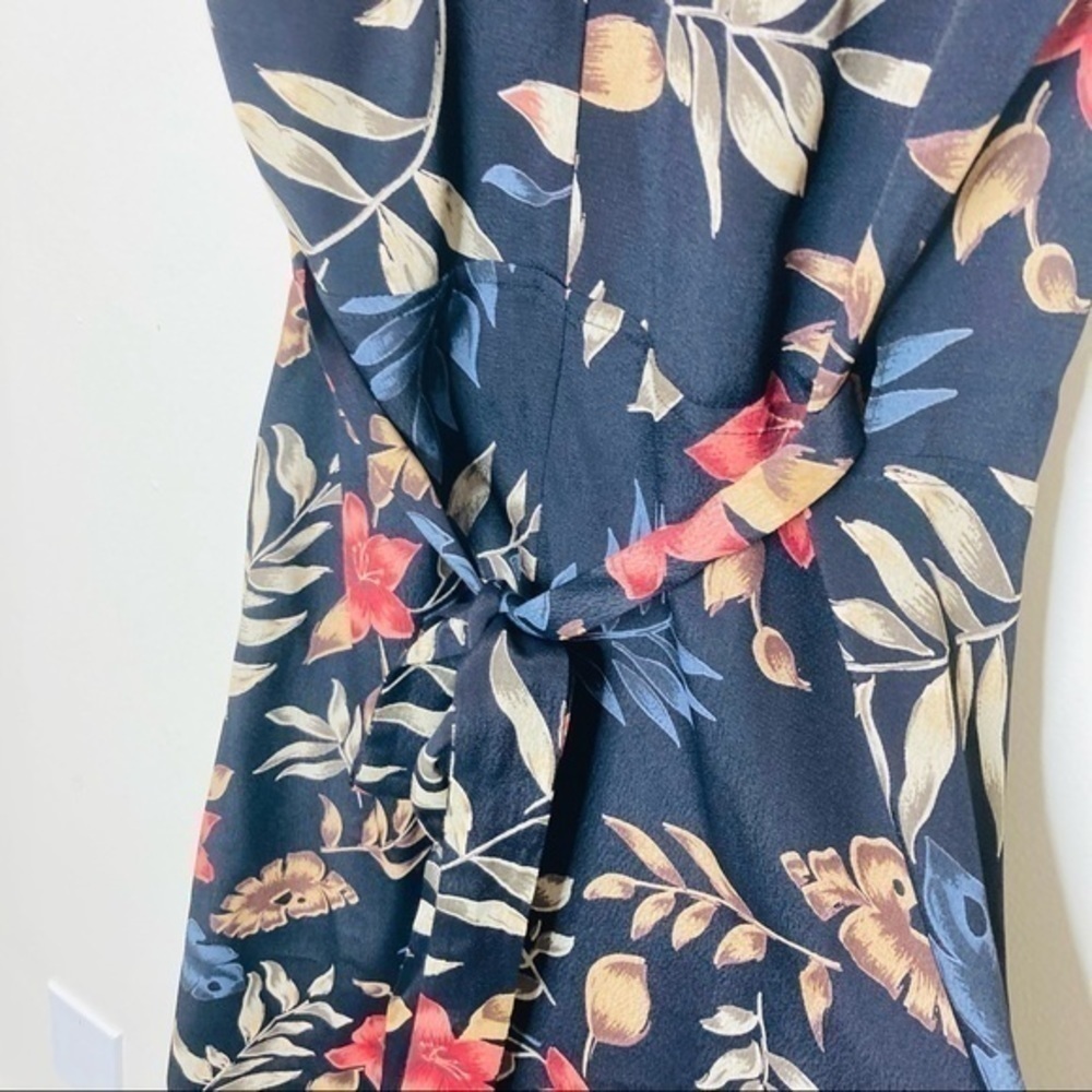 Reformation dress Wrap Midi Tropical Floral Leaf black neutral rust boho hippie - Picture 6 of 7